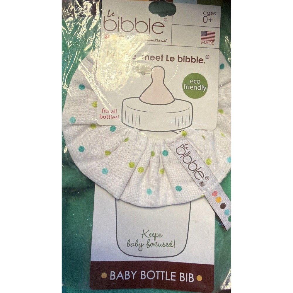 Le Bibble Baby Bottle Bib Pink Polka Dot